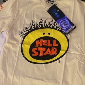 Yellow and Cream Short Sleeve Tee with Graphic Design